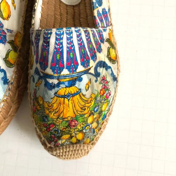 Dolce and Gabbana floral lemon scarf caretto print jacquard espadrilles - Picture 7 of 12